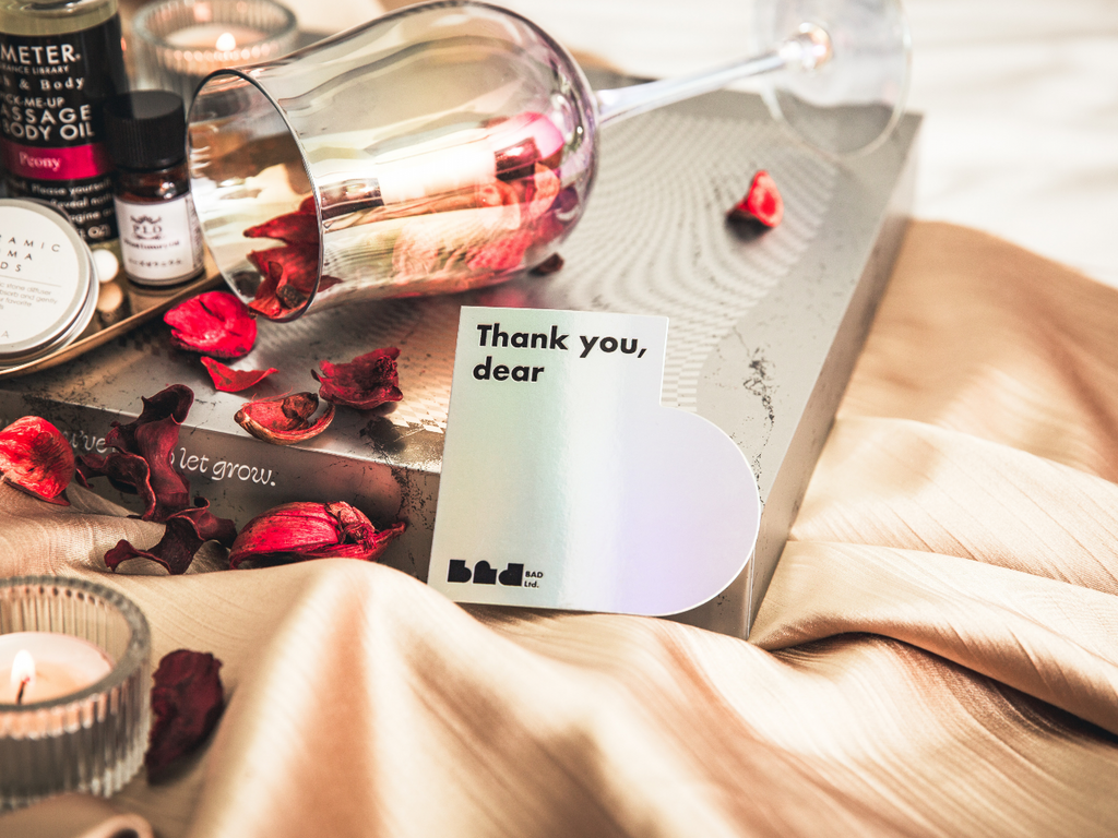 sliver thank you card from bad ltd.