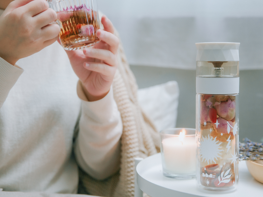 women drinking flower tea